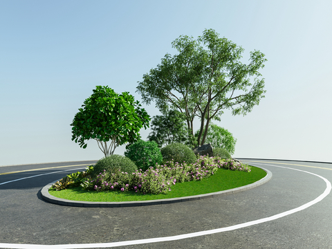 Municipal Road Greening Configuration Ring Island Shrub