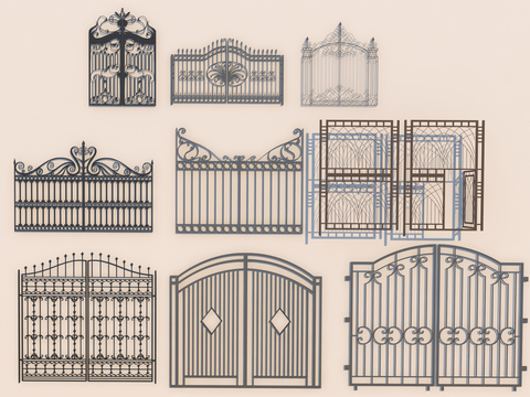 Modern wrought iron gate, wrought iron gate, courtyard gate