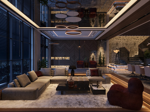 Affordable Luxury Style Living Room Villa Basement