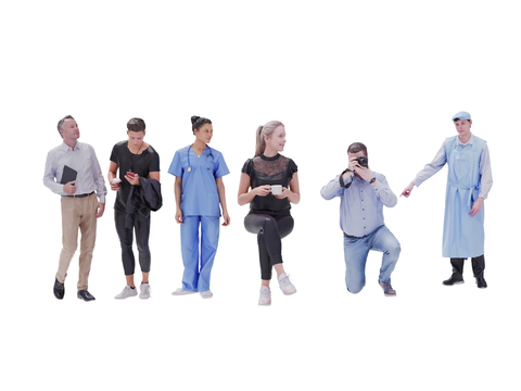 Character Multi-Person Doctor Photographer Sitting Posture Office Character