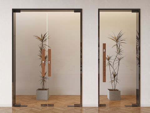 Extremely narrow double-door frame glass door