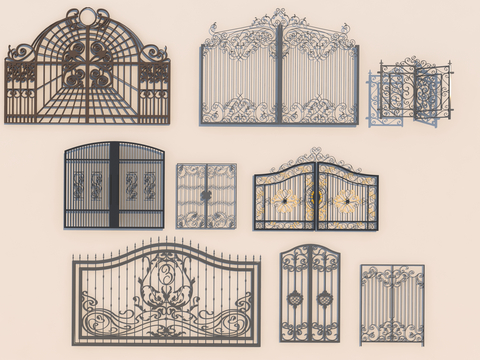 Modern wrought iron gate, wrought iron gate, courtyard gate