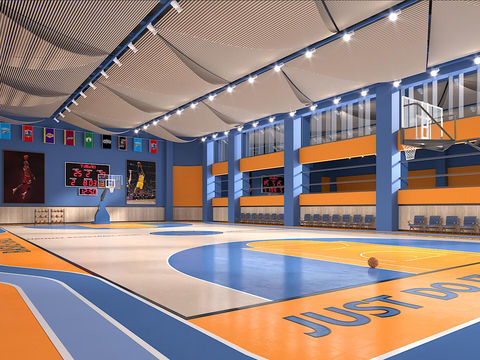 Modern indoor basketball court