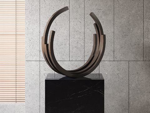 Modern abstract circular sculpture metal sculpture