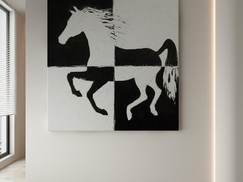 Black and white painting horse painting decorative painting