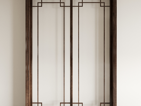 Neo-Chinese Style sliding door wooden door kitchen door grille sliding door