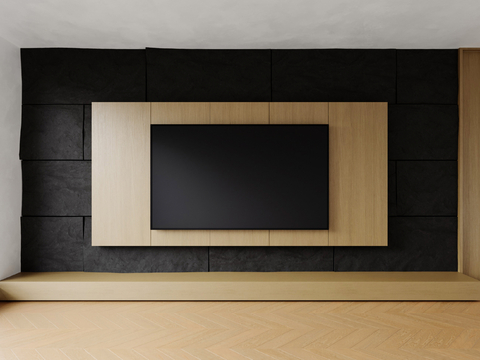 Modern TV Wall wood veneer