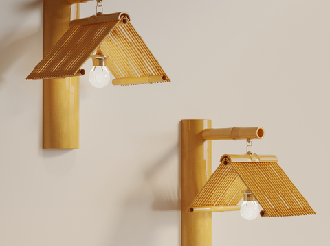 New Chinese Bamboo Wall Lamp Eaves Wall Lamp