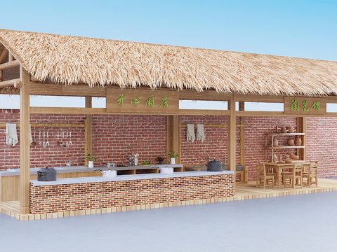 Kindergarten Outdoor Kitchen Ceramic Thatched House