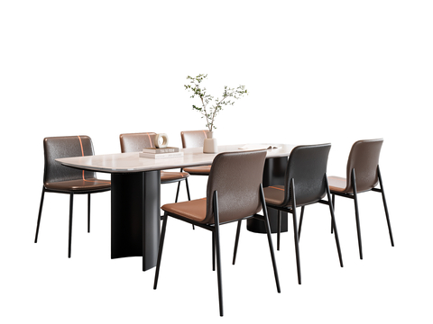 Modern long dining table and chair