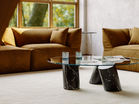 Modern round coffee table glass coffee table