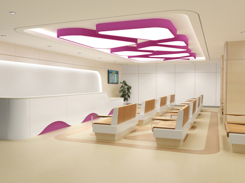 Modern Hospital Waiting Area Nurse Station