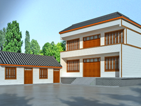 Appearance of new Chinese-style country dwellings self-built houses