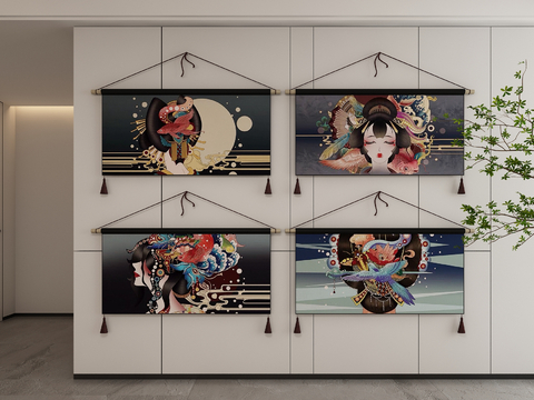 Japanese Decorative Painting Scroll Hanging Painting Character Hanging Painting