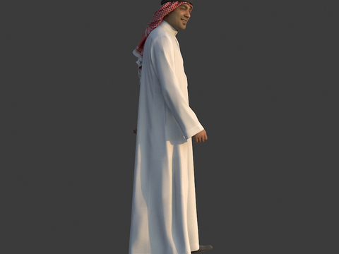 A man in a turban, an Arab man, a man in a white robe