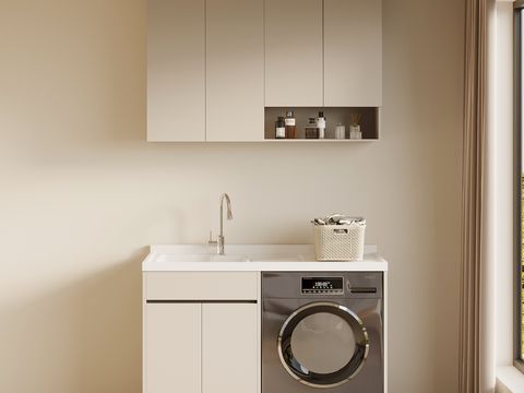 Cream Style Laundry Cabinet Balcony Cabinet