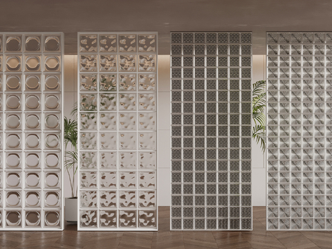 Modern glass brick partition