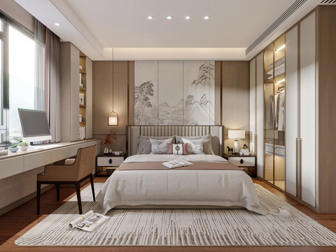 Neo-Chinese Style Bedroom Master Bedroom Song Style Style Bedroom