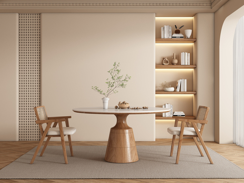 Quiet round table, dining table and chair