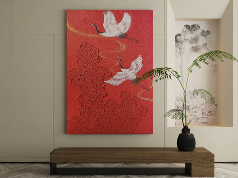 New Chinese Texture Painting Decorative Painting Crane Hanging Painting