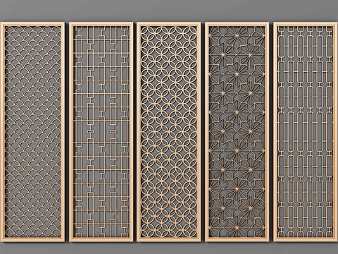 New Chinese-style hollowed-out lattice window metal partition