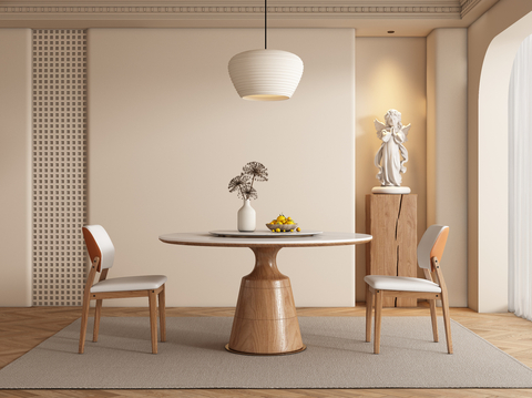 Quiet round table, dining table and chair