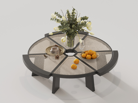 Quiet round tea table rattan tea table