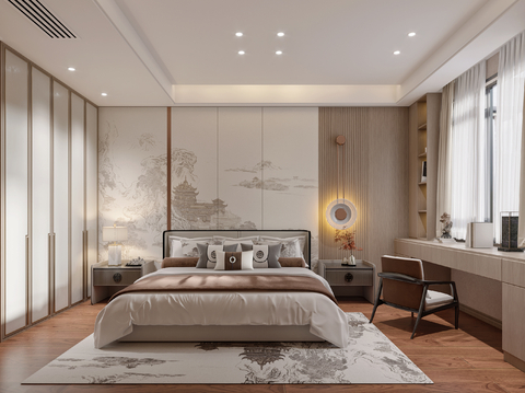 Neo-Chinese Style Bedroom Master Bedroom Song Style