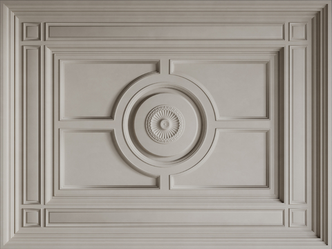 French ceiling lamp panel carved lines