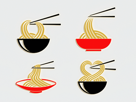 Modern Noodle Restaurant noodle logo sign