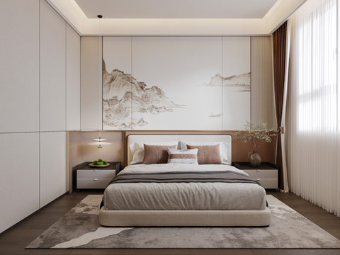 Neo-Chinese Style Bedroom Master Bedroom Old Man Room Song's Aesthetics