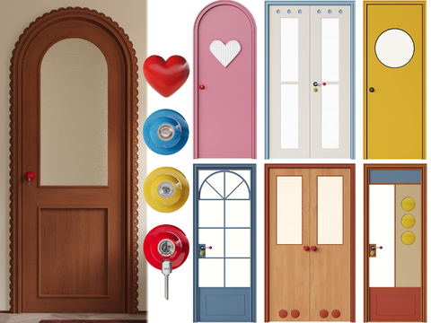 Memphis Single Door Swing Door Arched Door Cartoon Door