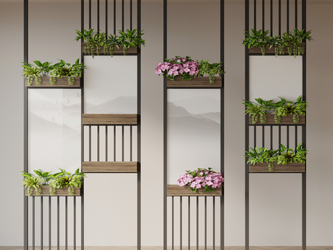 Glass brick partition grille partition flower stand