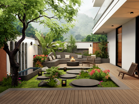 Modern Villa Courtyard Garden