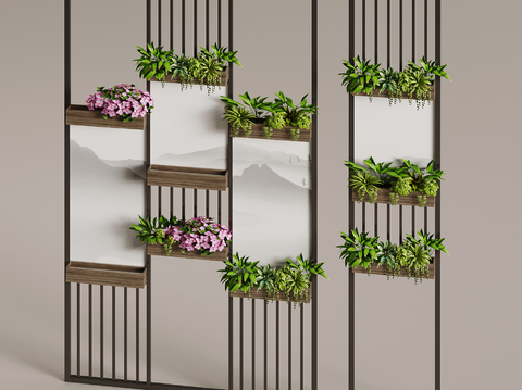 Glass brick partition grille partition flower stand