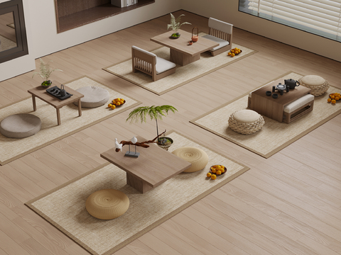 Japanese Tea Table and Chair Futon Tatami