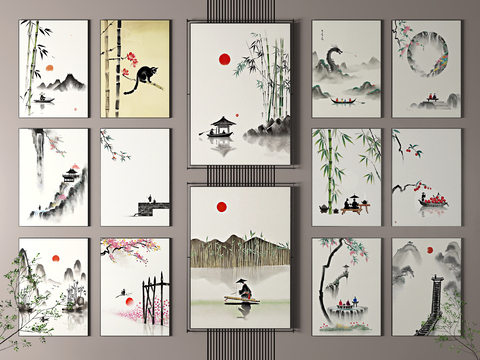 New Chinese Ink Painting Decorative Painting Mood Hanging Painting