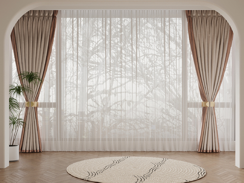 Cream Style curtain gauze curtain tied curtain