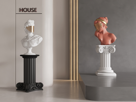 Humanoid sculpture plaster head art ornaments