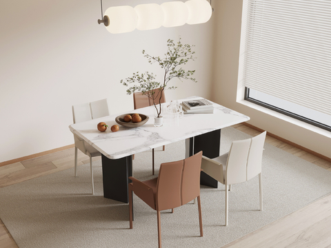 Modern marble dining table and chair