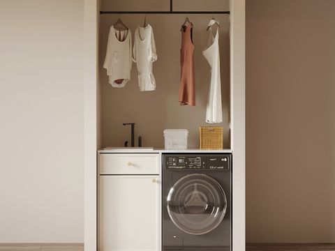 Cream Style Laundry Cabinet Balcony Cabinet