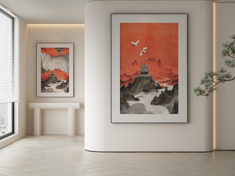 New Chinese Architectural Painting Art Painting Decorative Painting Zen Hanging Painting