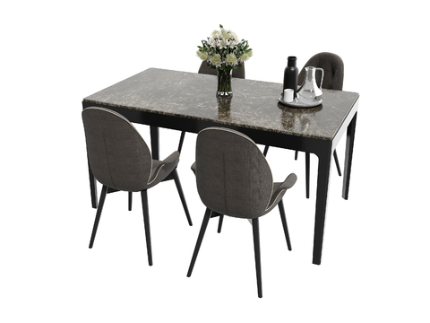 Modern Dining Table and Chair Rock Plate Dining Table