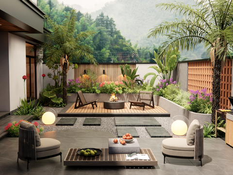 Modern Villa Courtyard Garden