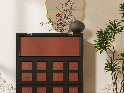 Chinese-style Entrance Cabinet Bucket Cabinet