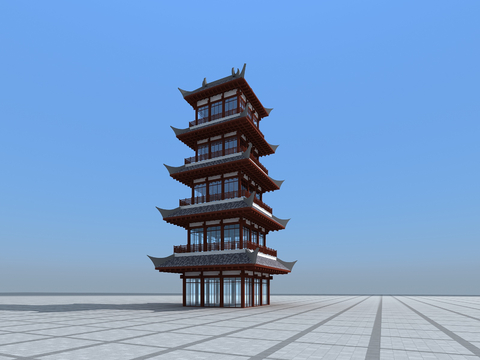 Chinese-style Tower Pagoda Ancient Building