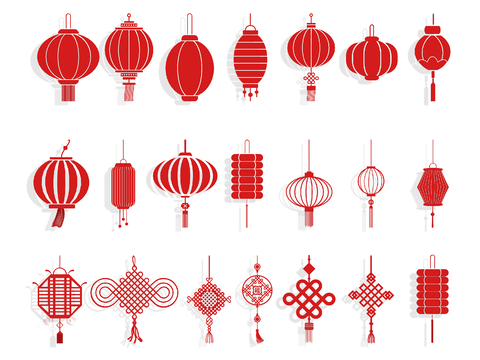 Chinese Lantern Wall Decoration Red Lantern Icon Festival Lantern Traditional Elements