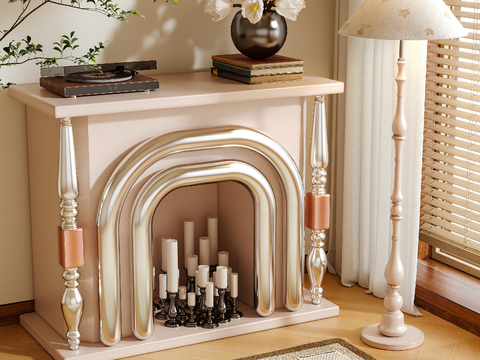 French Fireplace Decorative Storage Table