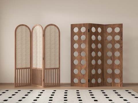 Mid-century Style wooden screen hollow partition