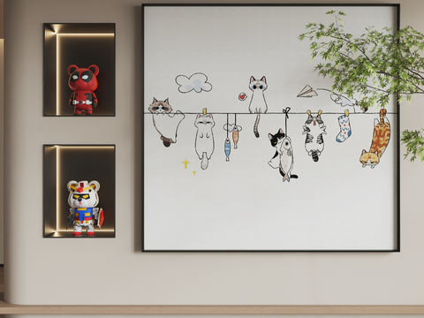 Modern Cartoon Hanging Paintings Animation Hanging Paintings Cat Hanging Paintings